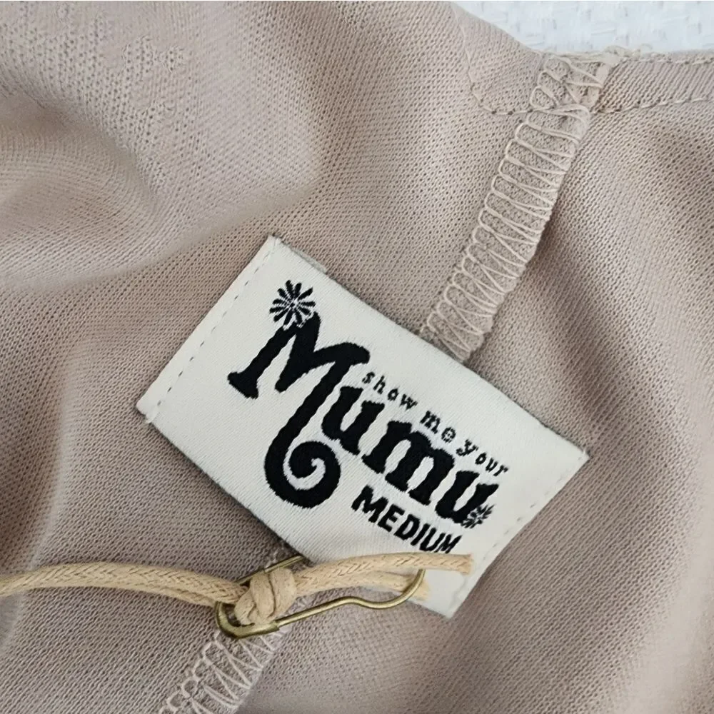 Show Me Your MuMu Soft Cream Tan Pink Sleeveless V-Neck Maxi Dress